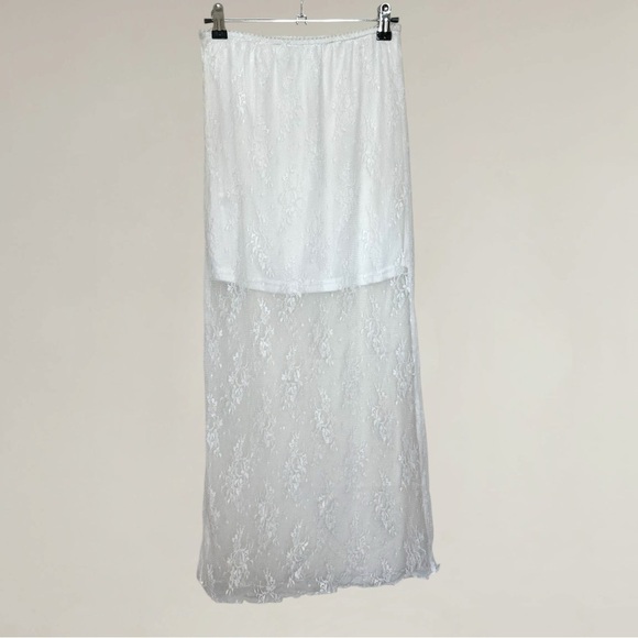 All In Favor Semi-sheer White Lace Midi Skirt- Size Small - Picture 2 of 6